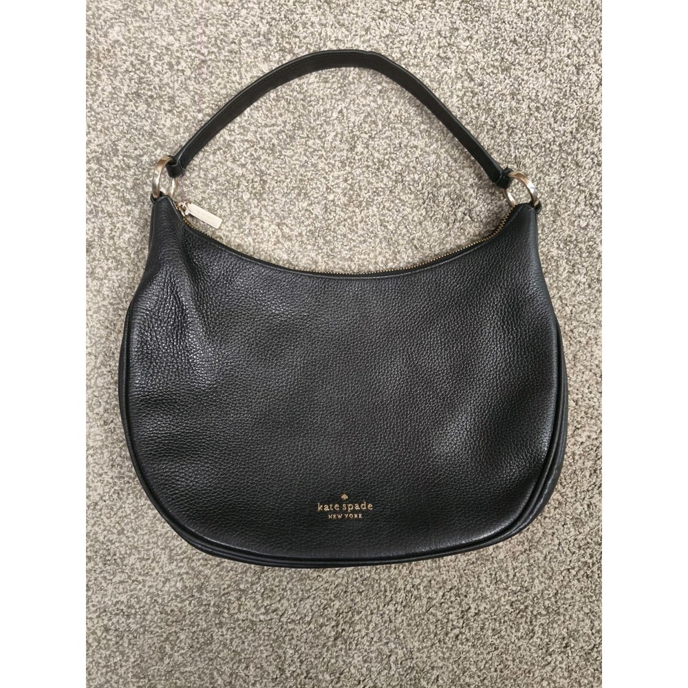 Kate Spade New York Black Pebbled Leather Hobo Shoulder Bag Purse